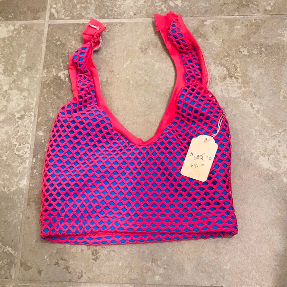 Blue and pink swimsuit/crop top